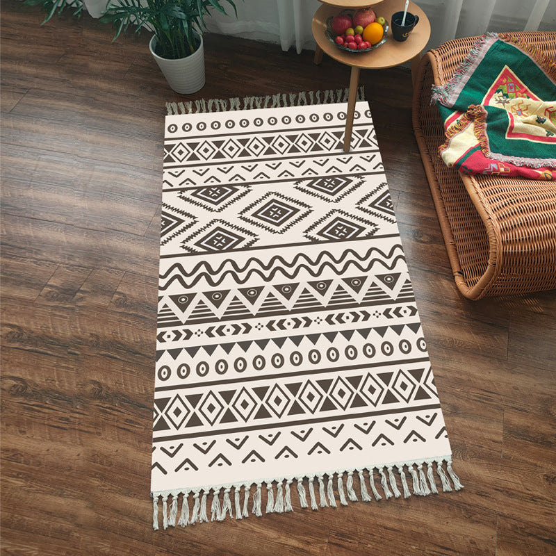 HKM-773779 Nordic Style Imitation Cotton and Linen Tassel Woven Floor Mat Cushion - Available in Unique Patterns and Sizes