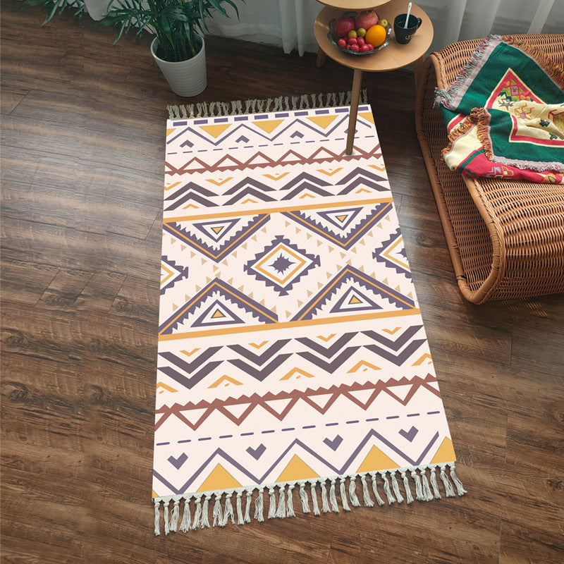 HKM-773779 Nordic Style Imitation Cotton and Linen Tassel Woven Floor Mat Cushion - Available in Unique Patterns and Sizes