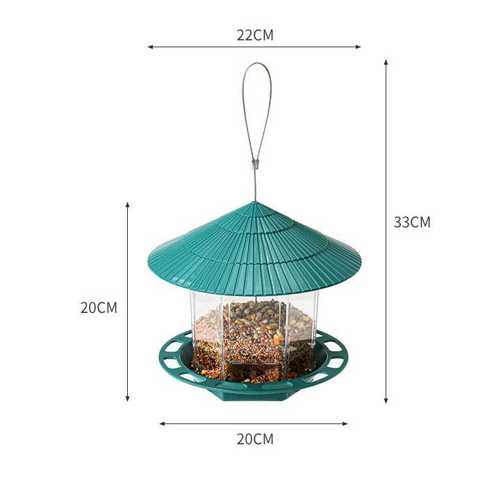 HKM-773971 Transparent Hanging Bird Feeder for Outdoor Garden Use - Automatic Feeding, Green, 300g