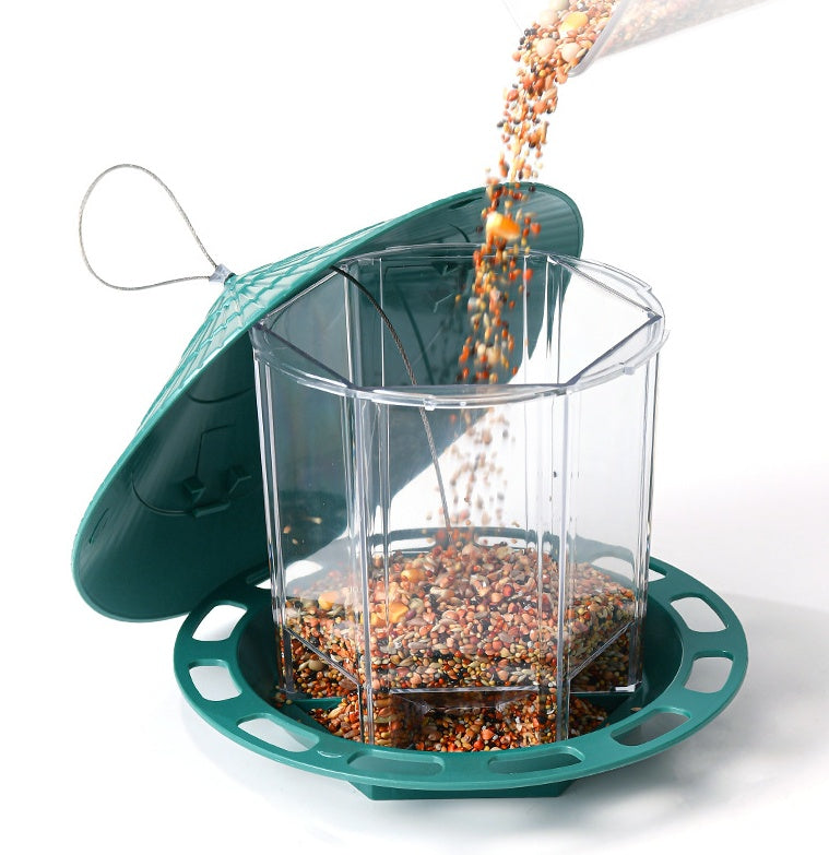 HKM-773971 Transparent Hanging Bird Feeder for Outdoor Garden Use - Automatic Feeding, Green, 300g