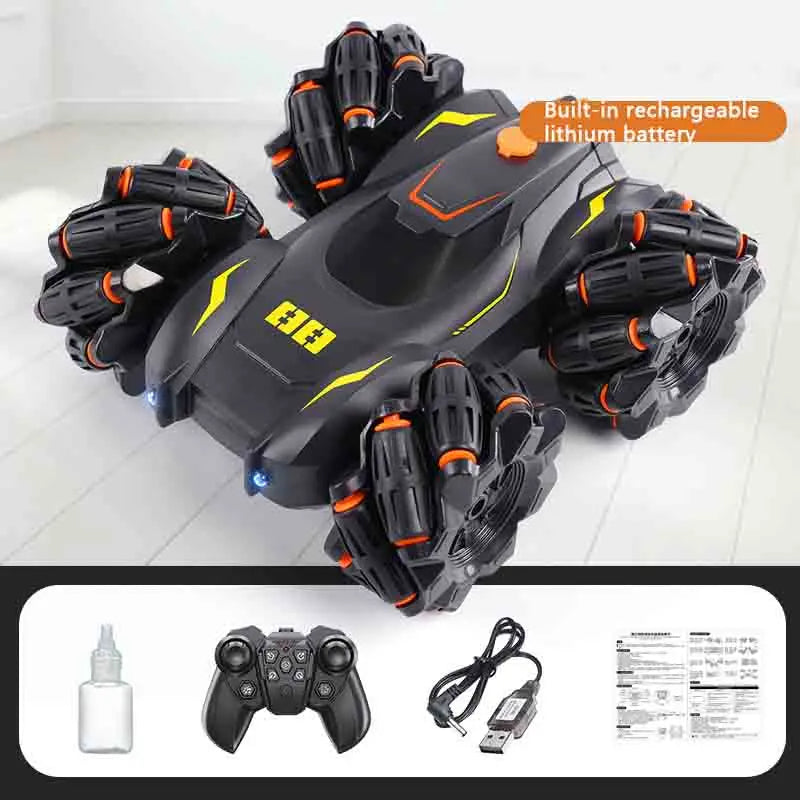 HKM-774291 2.4GHz Double-Sided Remote Control Stunt Car with Light Spray Effect for Kids