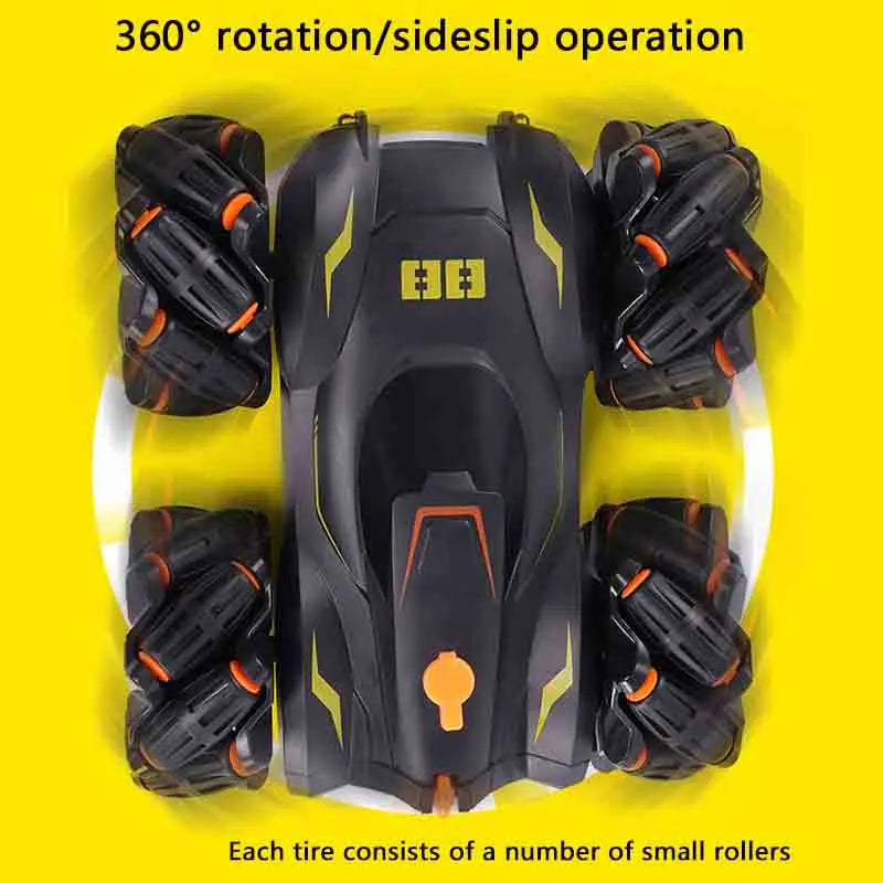 HKM-774291 2.4GHz Double-Sided Remote Control Stunt Car with Light Spray Effect for Kids