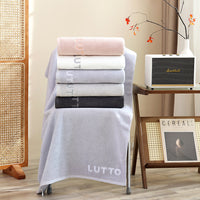 HKM-774291 Plus-sized Thickened Absorbent Bath Towel in White, Pink, Gray, Light Gray, and Dark Gray - Combed Cotton Material