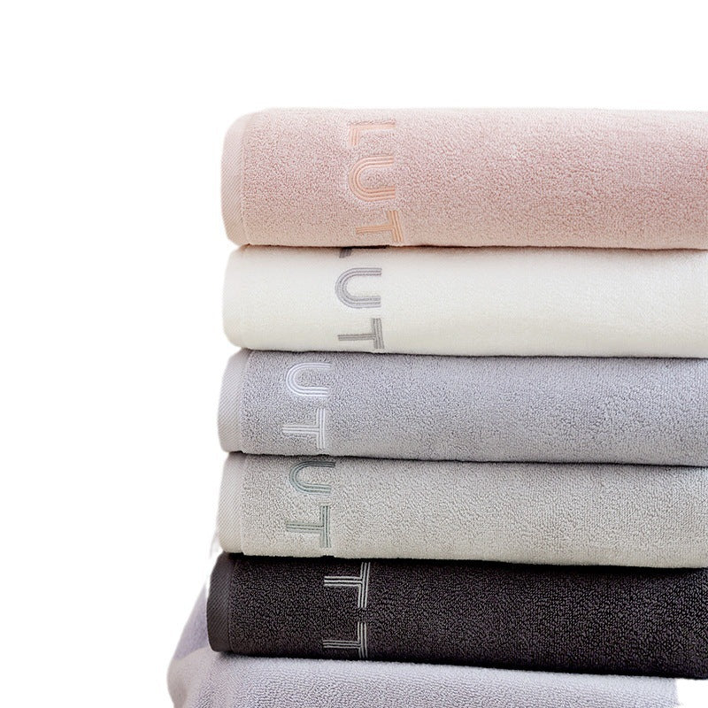 HKM-774291 Plus-sized Thickened Absorbent Bath Towel in White, Pink, Gray, Light Gray, and Dark Gray - Combed Cotton Material