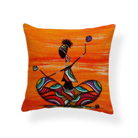 HKM-774419 African Women Cotton and Linen Decorative Pillowcase - 45x45cm