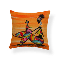 HKM-774419 African Women Cotton and Linen Decorative Pillowcase - 45x45cm