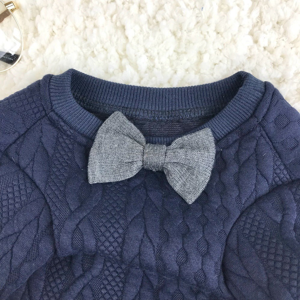 HKM-774611 Trendy Dog Sweater in Blue Wool - Stylish England-Inspired Bottoming Shirt for Pets