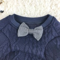 HKM-774611 Trendy Dog Sweater in Blue Wool - Stylish England-Inspired Bottoming Shirt for Pets