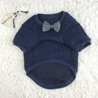 HKM-774611 Trendy Dog Sweater in Blue Wool - Stylish England-Inspired Bottoming Shirt for Pets