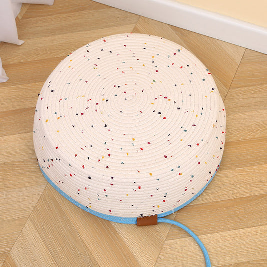 HKM-774675 Cotton and Hemp Rope Cat Nest Mat with Optional Toy Ball for Comfortable Pet Bedding