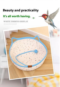 HKM-774675 Cotton and Hemp Rope Cat Nest Mat with Optional Toy Ball for Comfortable Pet Bedding