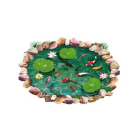 HKM-774803 Moonlight Fish Pond PVC Waterproof Wall Sticker for Bathroom Decoration 60x90cm