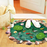 HKM-774803 Moonlight Fish Pond PVC Waterproof Wall Sticker for Bathroom Decoration 60x90cm