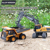 HKM-774867 Remote Control Excavator Toy with 9 Channels - Alloy Engineering Vehicle for Kids Ages 2 and Up