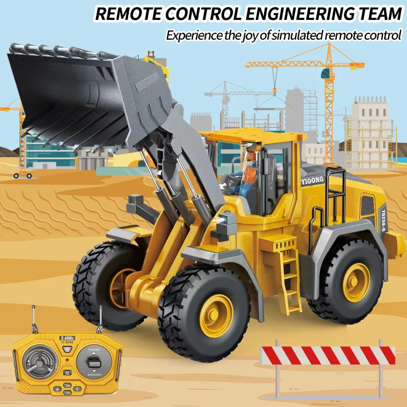 HKM-774867 Remote Control Excavator Toy with 9 Channels - Alloy Engineering Vehicle for Kids Ages 2 and Up