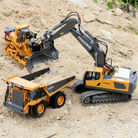 HKM-774867 Remote Control Excavator Toy with 9 Channels - Alloy Engineering Vehicle for Kids Ages 2 and Up
