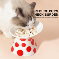 HKM-775059 Elevated Ceramic Cat Bowl with Tilted Design for Comfort and Reduced Neck Strain