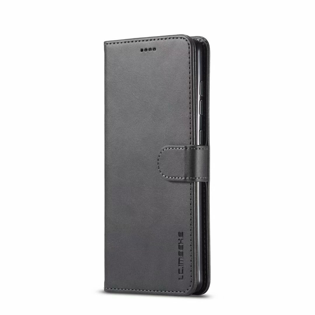 HKM-775123 Leather Wallet Case for Samsung, Apple, Huawei, Xiaomi - Magnetic Closure, Calf Pattern, Multiple Colors Available