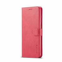 HKM-775123 Leather Wallet Case for Samsung, Apple, Huawei, Xiaomi - Magnetic Closure, Calf Pattern, Multiple Colors Available