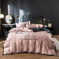 HKM-775187 Washed Silk Four-Piece Bedding Set with Embroidery and Modal Fiber Blend