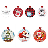 HKM-775315 Hanging Wooden Pendant Ornament for Christmas Decor - Pastoral Plant Design