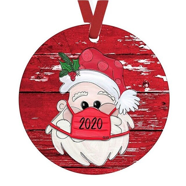 HKM-775315 Hanging Wooden Pendant Ornament for Christmas Decor - Pastoral Plant Design