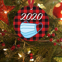HKM-775315 Hanging Wooden Pendant Ornament for Christmas Decor - Pastoral Plant Design