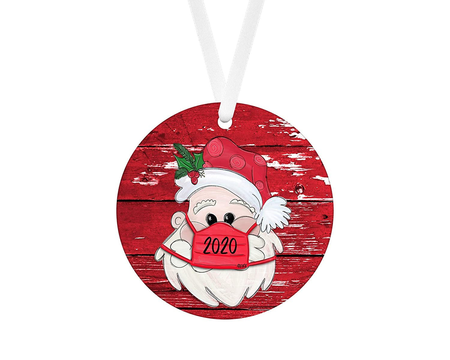 HKM-775315 Hanging Wooden Pendant Ornament for Christmas Decor - Pastoral Plant Design