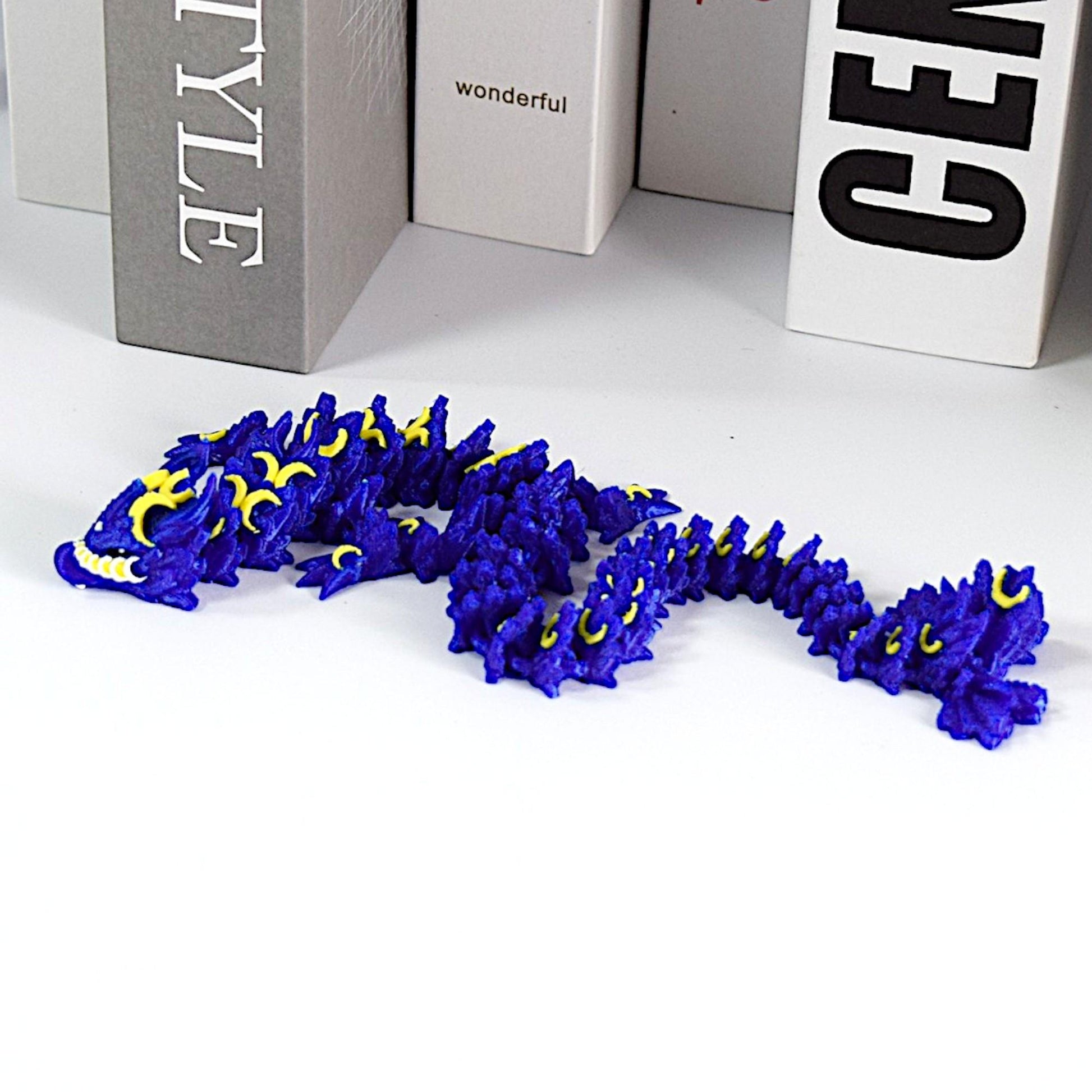 HKM-775507 Celestial Flying Moon Dragon Decorative Sculpture - Mythical Charm for Home Decor