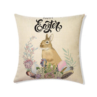 HKM-775571 Linen Easter Holiday Decoration Pillowcase for Living Room and Sofa, Cartoon Pattern, 45*45cm