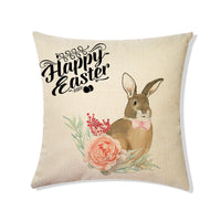HKM-775571 Linen Easter Holiday Decoration Pillowcase for Living Room and Sofa, Cartoon Pattern, 45*45cm