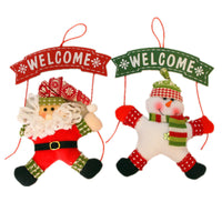 HKM-775635 Red and White Christmas Cloth Garland Door Hanger, 20x35 cm Non-Woven Fabric, Festive Decoration