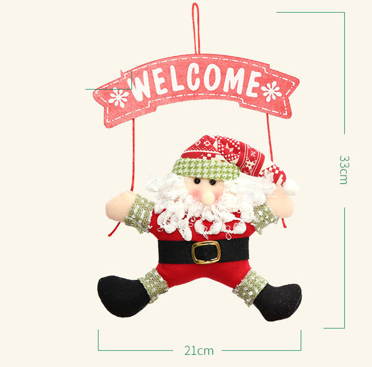 HKM-775635 Red and White Christmas Cloth Garland Door Hanger, 20x35 cm Non-Woven Fabric, Festive Decoration