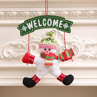 HKM-775635 Red and White Christmas Cloth Garland Door Hanger, 20x35 cm Non-Woven Fabric, Festive Decoration