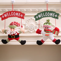 HKM-775635 Red and White Christmas Cloth Garland Door Hanger, 20x35 cm Non-Woven Fabric, Festive Decoration