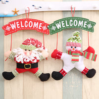 HKM-775635 Red and White Christmas Cloth Garland Door Hanger, 20x35 cm Non-Woven Fabric, Festive Decoration