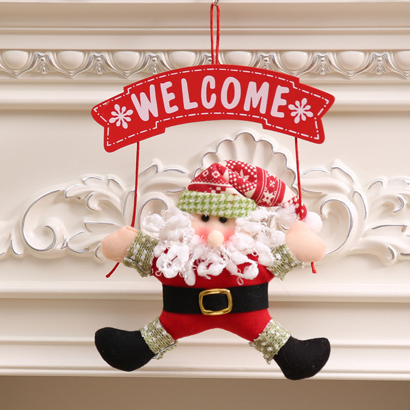 HKM-775635 Red and White Christmas Cloth Garland Door Hanger, 20x35 cm Non-Woven Fabric, Festive Decoration