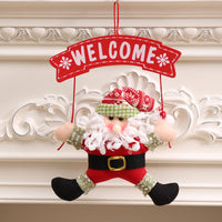 HKM-775635 Red and White Christmas Cloth Garland Door Hanger, 20x35 cm Non-Woven Fabric, Festive Decoration