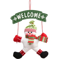 HKM-775635 Red and White Christmas Cloth Garland Door Hanger, 20x35 cm Non-Woven Fabric, Festive Decoration