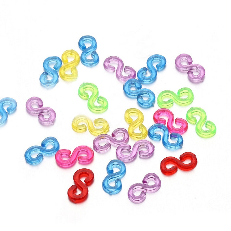 KTX-775699 S Clip Rubber Band Connectors for DIY Ornament and Bracelet Making - 500PCS Set