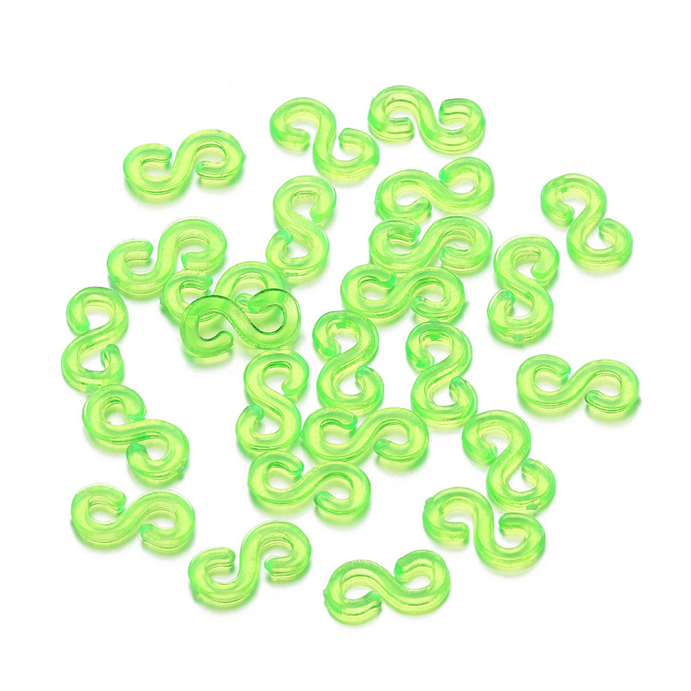 KTX-775699 S Clip Rubber Band Connectors for DIY Ornament and Bracelet Making - 500PCS Set