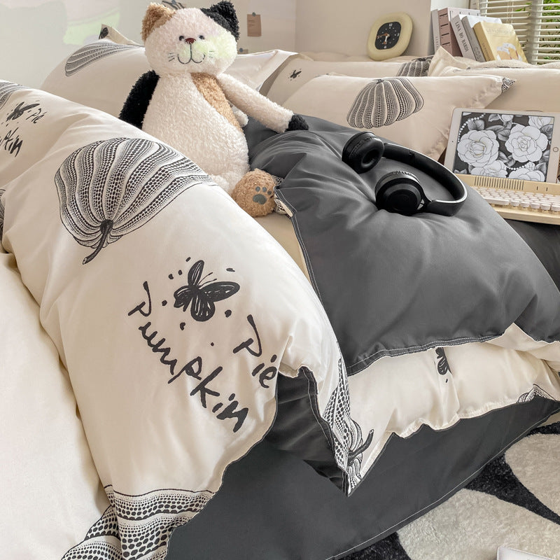 KTX-775827 Washed Cotton Plant and Flower Bed Quilt Cover – Available in Multiple Sizes