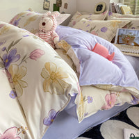 HKM-775827 Washed Cotton Plant and Flower Bed Quilt Cover – Available in Multiple Sizes