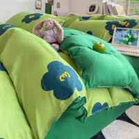 HKM-775827 Washed Cotton Plant and Flower Bed Quilt Cover – Available in Multiple Sizes