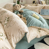HKM-775827 Washed Cotton Plant and Flower Bed Quilt Cover – Available in Multiple Sizes