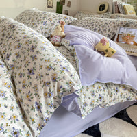 HKM-775827 Washed Cotton Plant and Flower Bed Quilt Cover – Available in Multiple Sizes