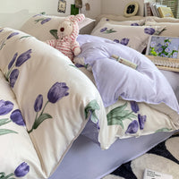 HKM-775827 Washed Cotton Plant and Flower Bed Quilt Cover – Available in Multiple Sizes