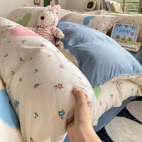 HKM-775827 Washed Cotton Plant and Flower Bed Quilt Cover – Available in Multiple Sizes