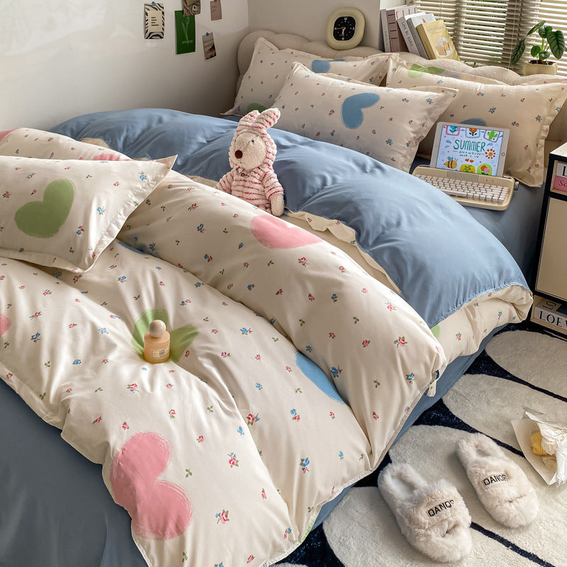 KTX-775827 Washed Cotton Plant and Flower Bed Quilt Cover – Available in Multiple Sizes