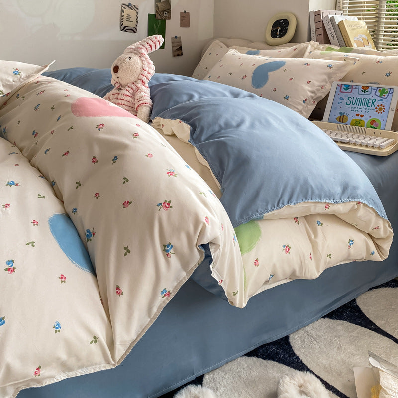 KTX-775827 Washed Cotton Plant and Flower Bed Quilt Cover – Available in Multiple Sizes